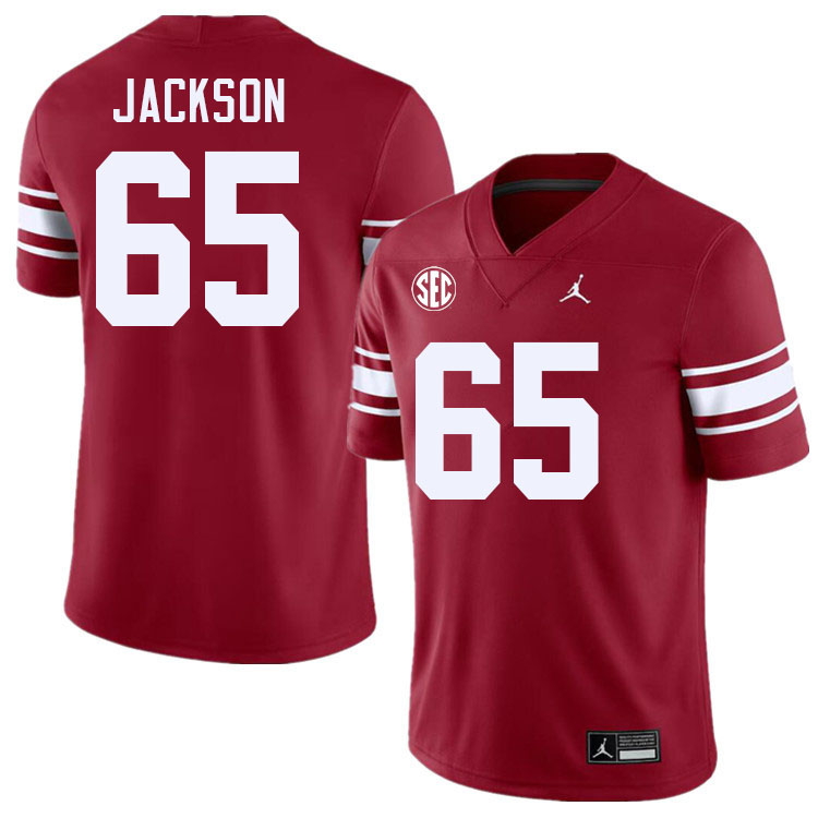 Men #65 Jayden Jackson Oklahoma Sooners 2024 SEC Conference College Football Jerseys-Throwback